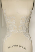 1 PAAR (2Stk.) gespiegelte Spitzenblume Applikation - OFF-WHITE - Spitzenblume, Spitzenaufnäher, Brautkleid Applikation, Hochzeitskleid Spitzenaufnäher// A17-009