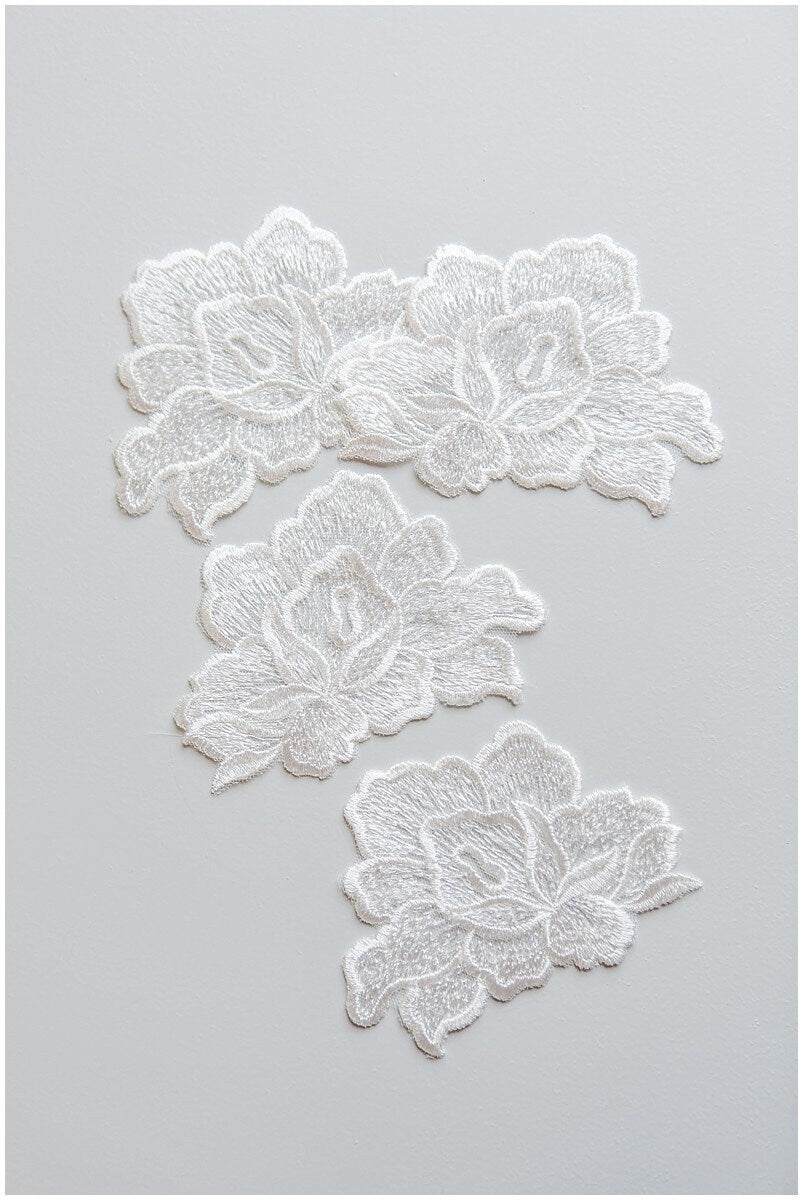 6pcs 3D flower lace applique/ 3D lace flowers/ wedding dress lace applique/ bridal 3D applique// A17-116