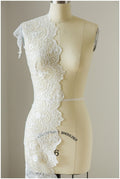 embroidered lace trim off-white/ elegant bridal lace trim/ bridal lace/ veil lace trim/ lace embroidery/ wedding dress lace// T17-041