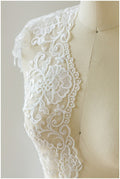 Embroidered lace trim off-white/ elegant bridal lace trim/ veil lace trim/ wedding dress lace trim// T17-042