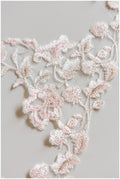 Embroidered lace trim/ elegant bridal lace trim off-white &amp; silver &amp; rose/ floral lace bridal trim/ wedding dress lace trim// T17-006