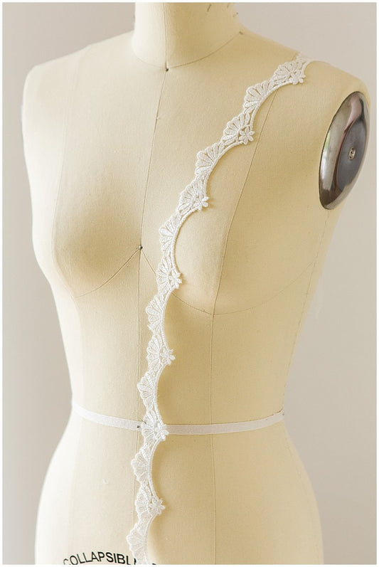 Off-white lace trim with sequins/ veil lace trim/ bridal lace trim/ soft embroidered lace/ elegant bridal lace// T17-052