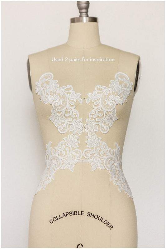 Milchseide SpitzenApplikation, Brautblüten Applikation, Spitzenblume, Blumen Applikation, Hochzeitskleid Spitzenapplikation, Spitzenblumen Applikation// A17-141