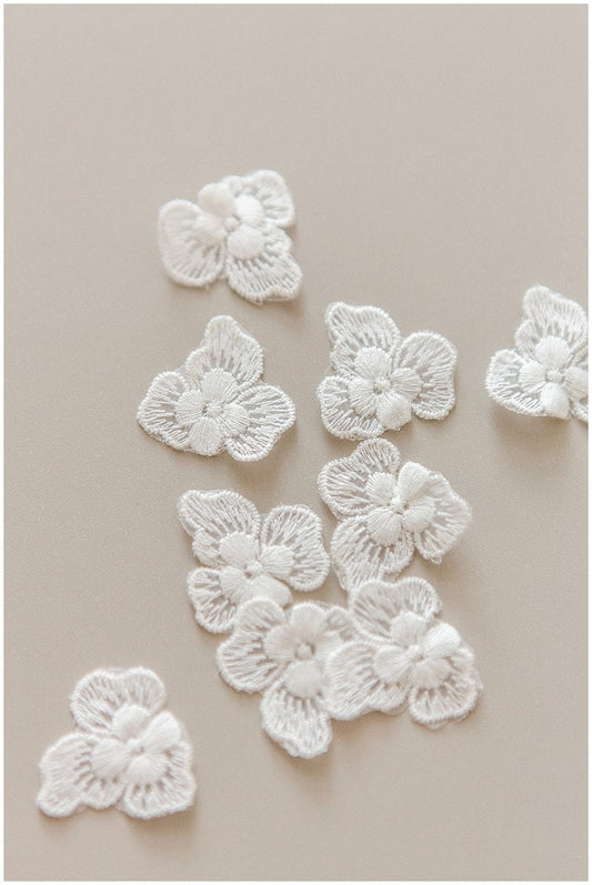 10pcs small lace flowers, sewn on 3D flower, 3D flower lace applique, 3D lace flower, wedding dress lace applique, bridal 3D applique