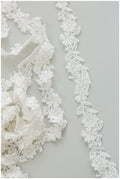 Small lace trim for wedding dress, embroidered lace trim for veil, soft lace trim, lace trim for veil, flower lacetrim trim// T17-061