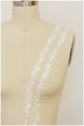 Small lace trim for wedding dress, embroidered lace trim for veil, soft lace trim, lace trim for veil, flower lacetrim trim// T17-061