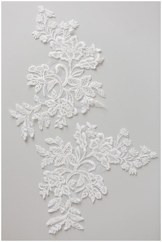 Perlenaufnäher für Brautkleid, Hochzeitskleid Spitzenaufnäher, Spitzenblume für Hochzeitskleid, Brautspitze Applikation// A17-151