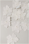 10Stk. 3D Blumen zum Aufnähen/ Off-White auf Blume/ 3D Spitzenblume/ Hochzeitskleid Spitzenapplikation/ Braut Applikation// A19-167