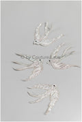 IN STOCK 4pcs/2 pairs - Pearl Crystal Silver Swallow for Wedding Dress/Bridal Birds/Bridal Veil Birds/Bridal Swallow Patch// E19-041 