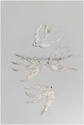 IN STOCK 4pcs/2 pairs - Pearl Crystal Silver Swallow for Wedding Dress/Bridal Birds/Bridal Veil Birds/Bridal Swallow Patch// E19-041 