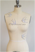 IN STOCK 4pcs/2 pairs - Pearl Crystal Silver Swallow for Wedding Dress/Bridal Birds/Bridal Veil Birds/Bridal Swallow Patch// E19-041 