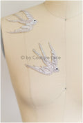 IN STOCK 4pcs/2 pairs - Pearl Crystal Silver Swallow for Wedding Dress/Bridal Birds/Bridal Veil Birds/Bridal Swallow Patch// E19-041 