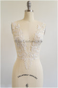 Spitzenblumen Applikation, Brautblumen Spitze Aufnäher off-white// A19-107