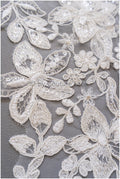 Spitzenblumen Applikation, Brautblumen Spitze Aufnäher off-white// A19-107