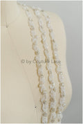 Pearl lace trim off-white silver/ pearl embroidered bridal belt pearl embroidered bridal lace// T19-083