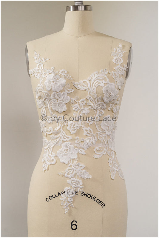 Blumen Hochzeitskleid Spitzenaufnäher, Aufnäher für Brautkleid, Spitzenblume für Hochzeitskleid, Brautspitze Applikation, Stickaufnäher// A19-190