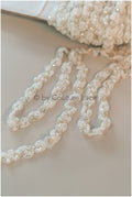 Pearl lace trim off-white silver/ pearl embroidered bridal belt pearl embroidered bridal lace// T19-083