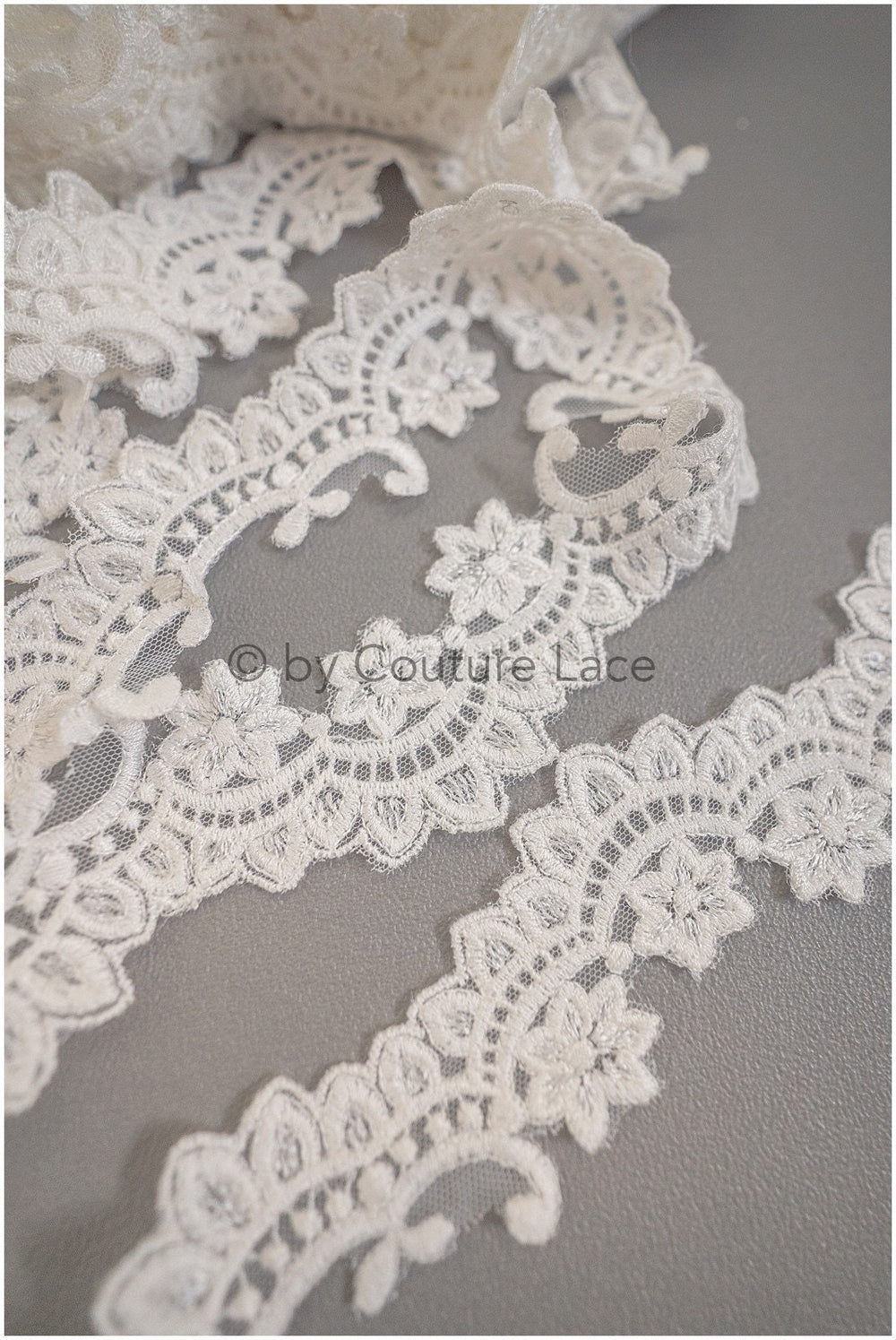 Lace trim off-white/ bridal lace with sequins/ floral veil lace trim/bridal lace// T20-030W