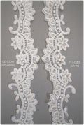 Lace trim off-white/ bridal lace with sequins/ floral veil lace trim/bridal lace// T20-030W