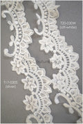 Lace trim off-white/ bridal lace with sequins/ floral veil lace trim/bridal lace// T20-030W