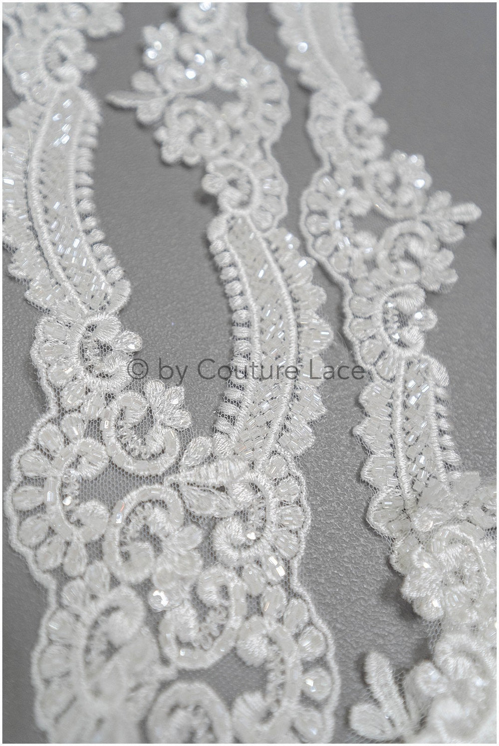 Beaded lace trim off-white/ glitter rhinestone trim/ heavy beaded lace trim for wedding dress// T20-088