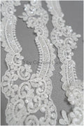 Beaded lace trim off-white/ glitter rhinestone trim/ heavy beaded lace trim for wedding dress// T20-088