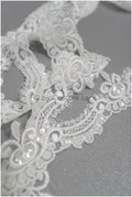 Off-white lace trim with pearls &amp; sequins/ pearl embroidered lace trim/ glitter rhinestone trim/ bridal veil lace trim// T20-089