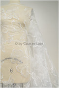 Romantischer Braut Spitzenstoff mit großen Blumen/ Blumen Spitzenstoff Off-White/ Braut Spitzenstoff// L20-337