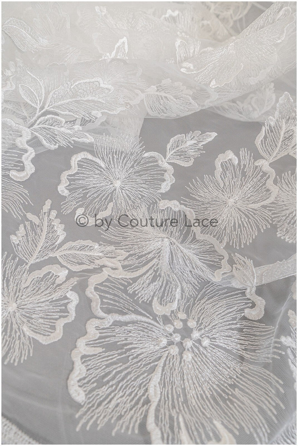 Romantischer Braut Spitzenstoff mit großen Blumen/ Blumen Spitzenstoff Off-White/ Braut Spitzenstoff// L20-337