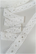 5yds crochet lace trim/ off-white boho trim/ boho lace trim/ bridal boho lace/ guipure lace trim// T20-100