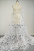 Romantischer Braut Spitzenstoff mit großen Blumen/ Blumen Spitzenstoff Off-White/ Braut Spitzenstoff// L20-337