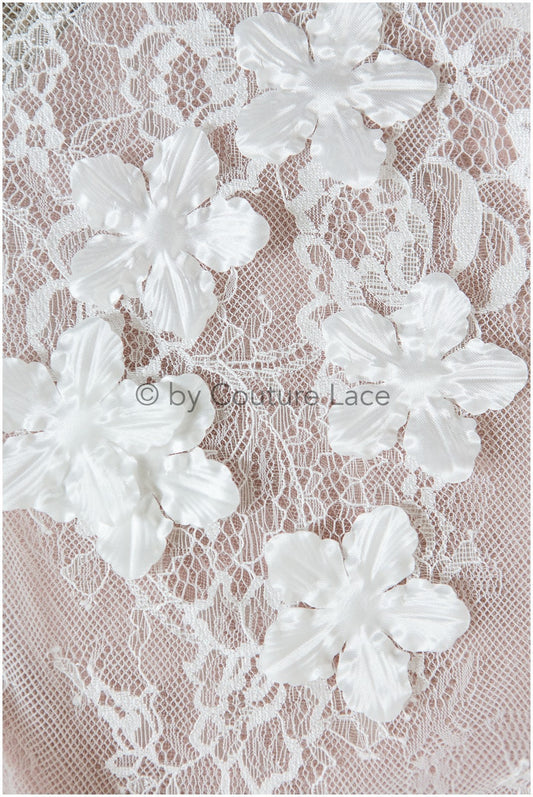 3D flowers for sewing/ 3D petals/ bridal satin flower appliques/ 3D flowers for wedding dress// A24-398 (FL-004)