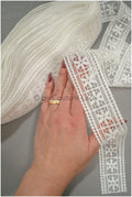 Soft crochet lace trim with geometric pattern/ Off-white guipure lace trim/ Bridal macrame lace trim// T21-128