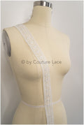 Soft crochet lace trim with geometric pattern/ Off-white guipure lace trim/ Bridal macrame lace trim// T21-128