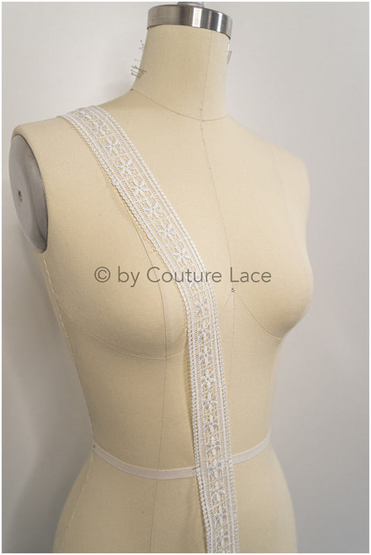 Soft crochet lace trim with geometric pattern/ Off-white guipure lace trim/ Bridal macrame lace trim// T21-128