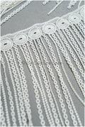 Fringed lace trim off-white/ Boho lace trim/ Crocheted lace trim/ Guipure lace// T21-140