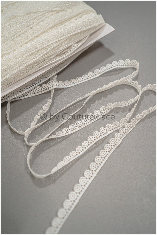 3yds Soft Crochet Lace Off-White/ Guipure Lace Trim/ Crocheted Bridal Lace Trim/ Guipure Lace Trim// T21-129