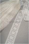Soft crochet lace trim with geometric pattern/ Off-white guipure lace trim/ Bridal macrame lace trim// T21-128