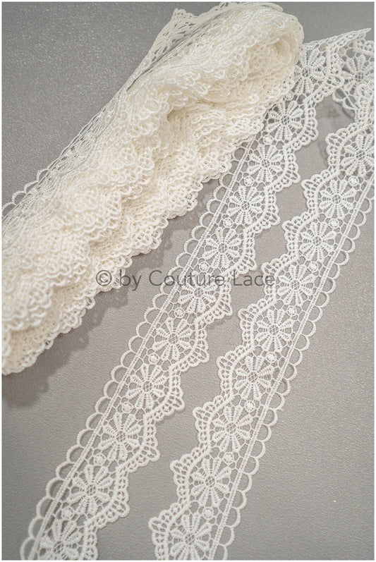 3yds Soft Crochet Lace Trim/ Guipure Lace Trim/ Crocheted Lace Trim/ Boho Lace Trim// T21-127