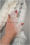3yds Soft Crochet Lace Trim/ Guipure Lace Trim/ Crocheted Lace Trim/ Boho Lace Trim// T21-127