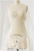 Blumen Spitzenstoff Off-White/ sehr weicher Hochzeit Spitzenstoff/ florale Brautspitze// L17-080