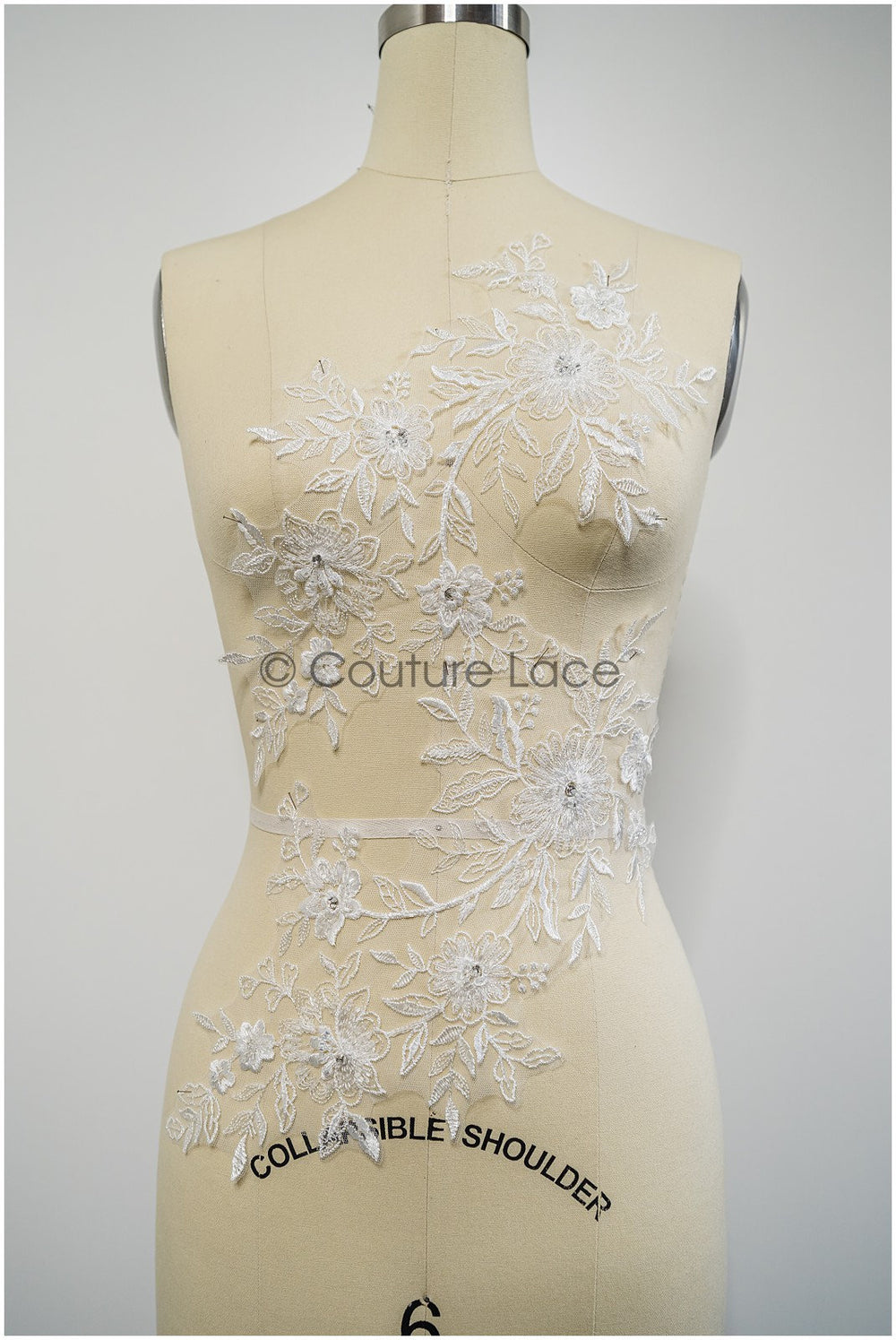 Handgestickte Florale Spitzenapplikation für Brautkleid, Blumenspitze Aufnäher, bestickte Spitzenapplikationen, kordelierte Spitzenapplikationen off-white// A21-199