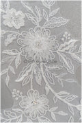 Handgestickte Florale Spitzenapplikation für Brautkleid, Blumenspitze Aufnäher, bestickte Spitzenapplikationen, kordelierte Spitzenapplikationen off-white// A21-199