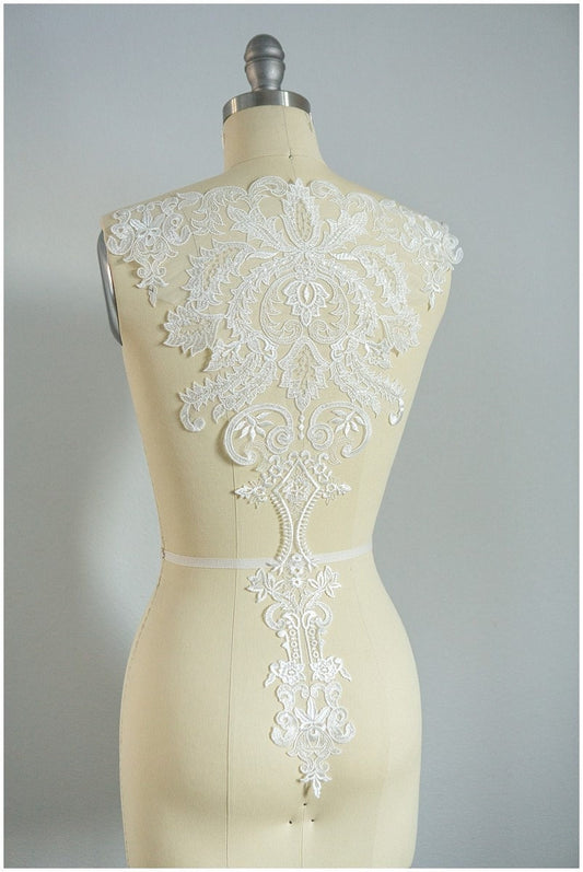 GROßE Perlen-Spitzenapplikation zum Beispiel in Galia Lahav verwendet, Hochzeitskleid Applikation, Ornament Spitze Blume, Braut Applikation// A17-042