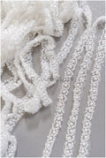Bridal lace trim with pearls off-white/ lace trim with pearls/ bridal belt trim/ lace trim for wedding dress// T22-183